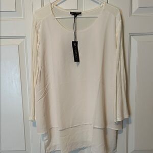 DG2 Diane Gilman 3/4 Sleeve Mixed Media Top, 1X